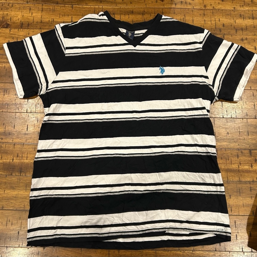 US Polo Assn. Men’s Striped V-Neck Short Sleeved T Shirt